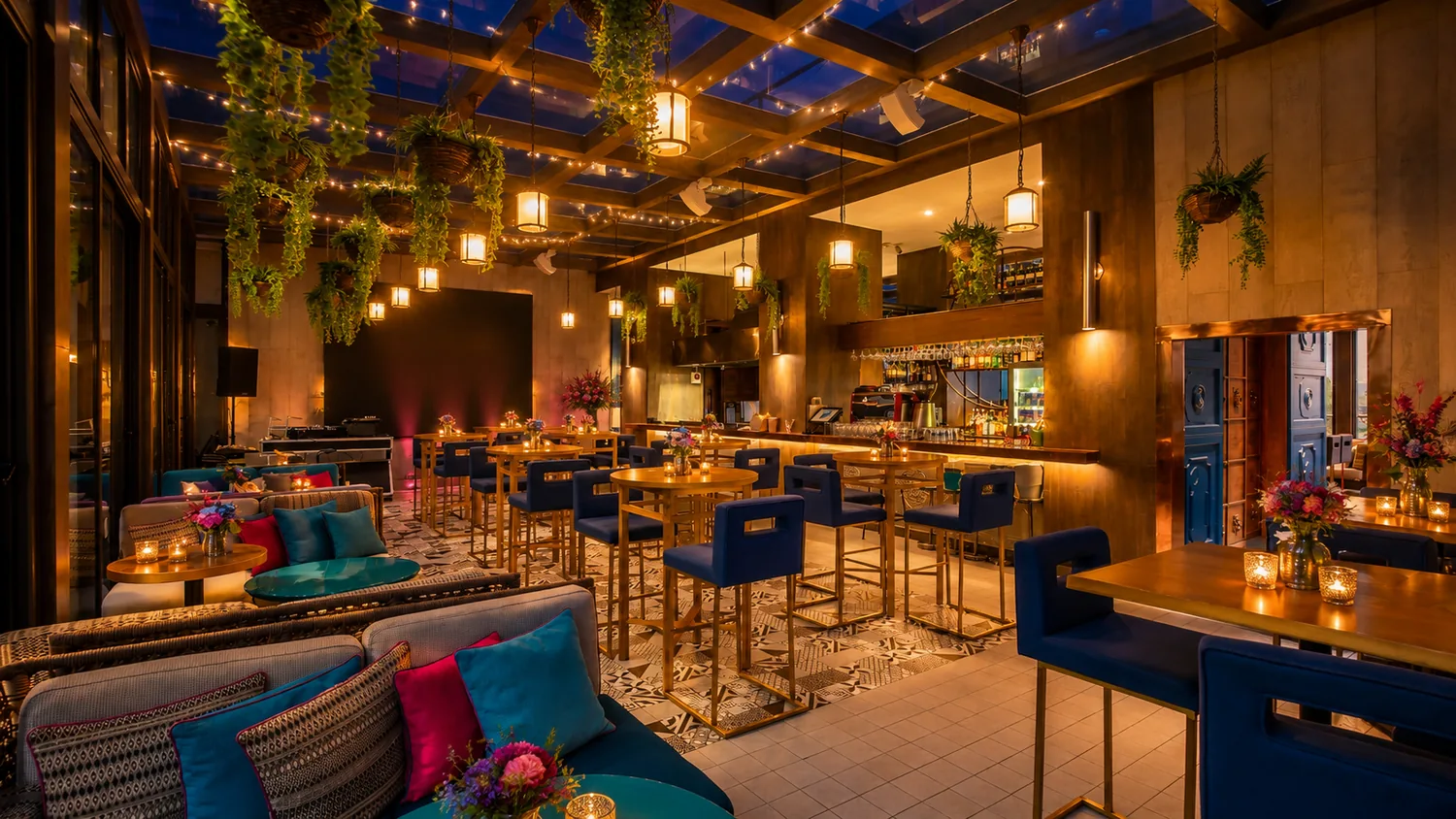 Corporate dining and networking spaces